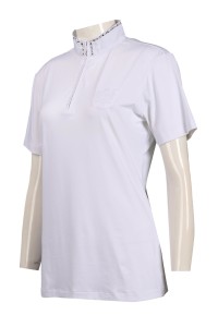 P1013  設計女裝白色繡花Polo恤 澳洲 Polo恤生產商  小企領 恤衫領    白色